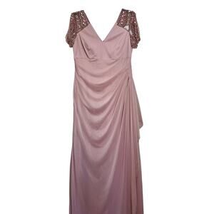 XSCAPE Pink Beaded Sleeve Formal Gown Size 12
